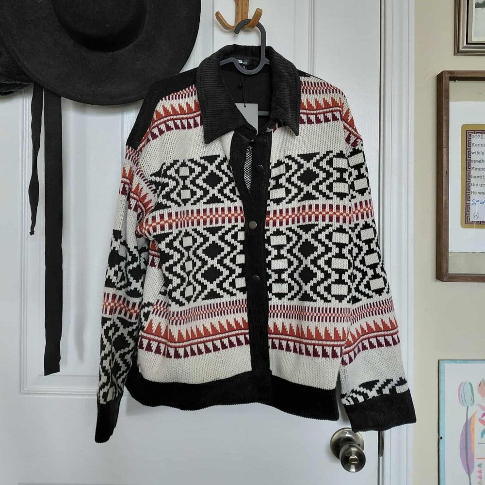 Anthropologie Geometric Knit Jacket